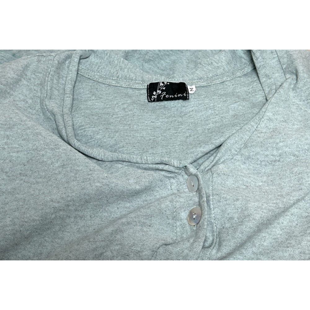 Fenini Green Cotton Lightweight 3/4 Sleeve Button Front Cardigan Medium - Picture 6 of 7